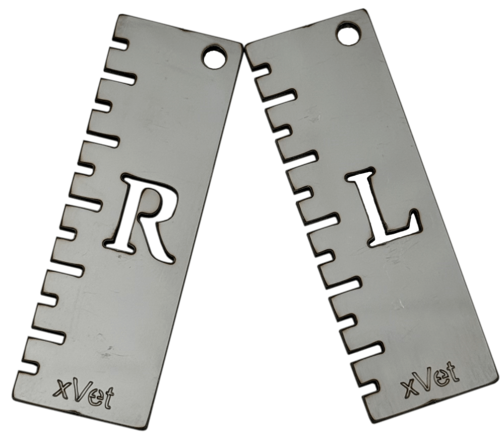 Рентгеновские стальные маркеры L и R с линейкой, комплект 2 шт.